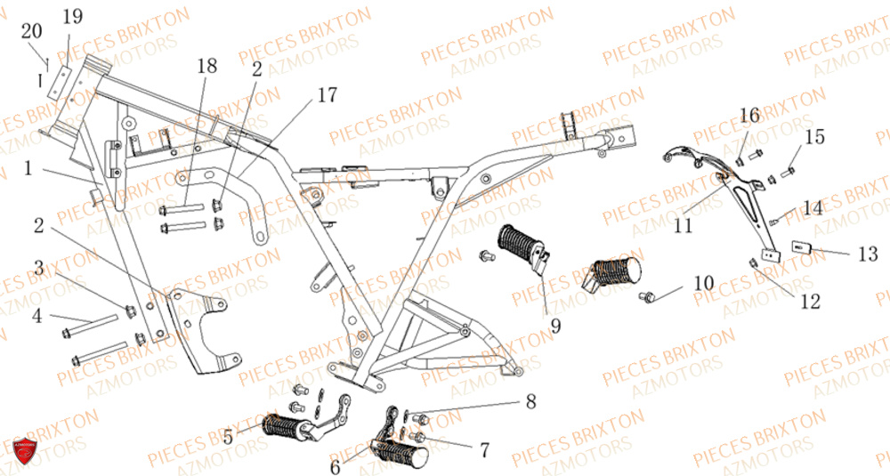 Cadre BRIXTON Pièces Brixton SUNRAY BX 125 R JUSQU