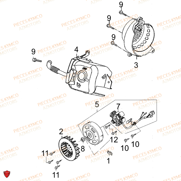 Allumage KYMCO Pieces SUPER 8 50cc 2T EURO II (KF10AA)