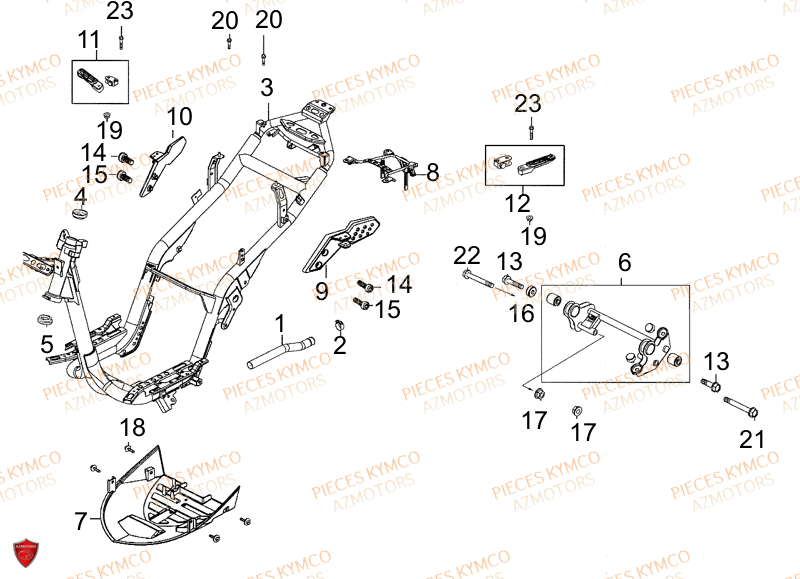 Chassis KYMCO Pieces SUPER 8 50cc 2T EURO II (KF10AA)