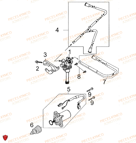 Demarreur KYMCO Pieces SUPER 8 50cc 2T EURO II (KF10AA)