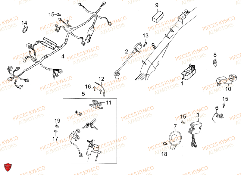 EQUIPEMENT_ELECTRIQUE KYMCO Pièces Scooter SUPER8-50-2T