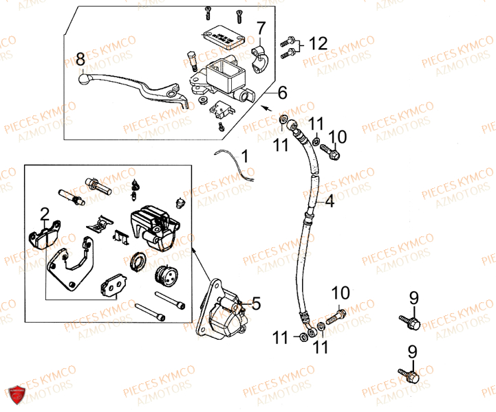 JEU DE PLAQUETTES DE FREIN KYMCO pour FREIN AVANT de SUPER8-50-2T