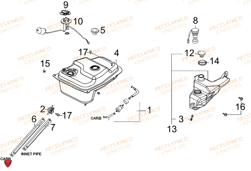 Reservoir KYMCO Pieces SUPER 8 50cc 2T EURO II (KF10AA)