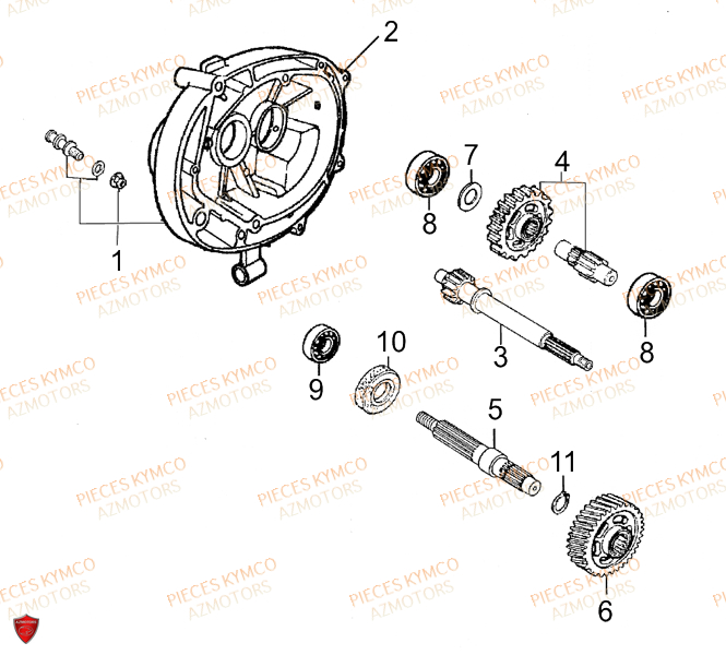 Transmission KYMCO Pieces SUPER 8 50cc 2T EURO II (KF10AA)