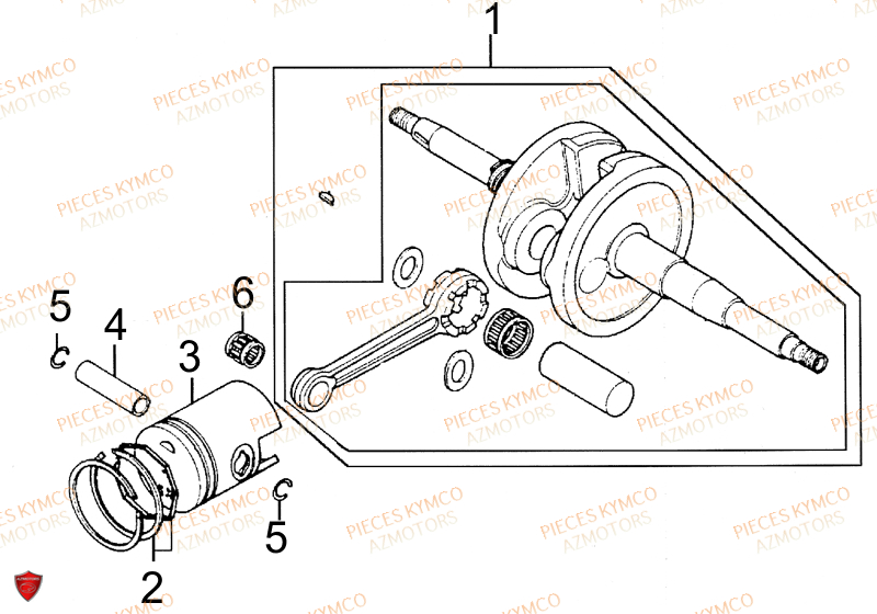 Vilebrequin KYMCO Pieces SUPER 8 50cc 2T EURO II (KF10AA)