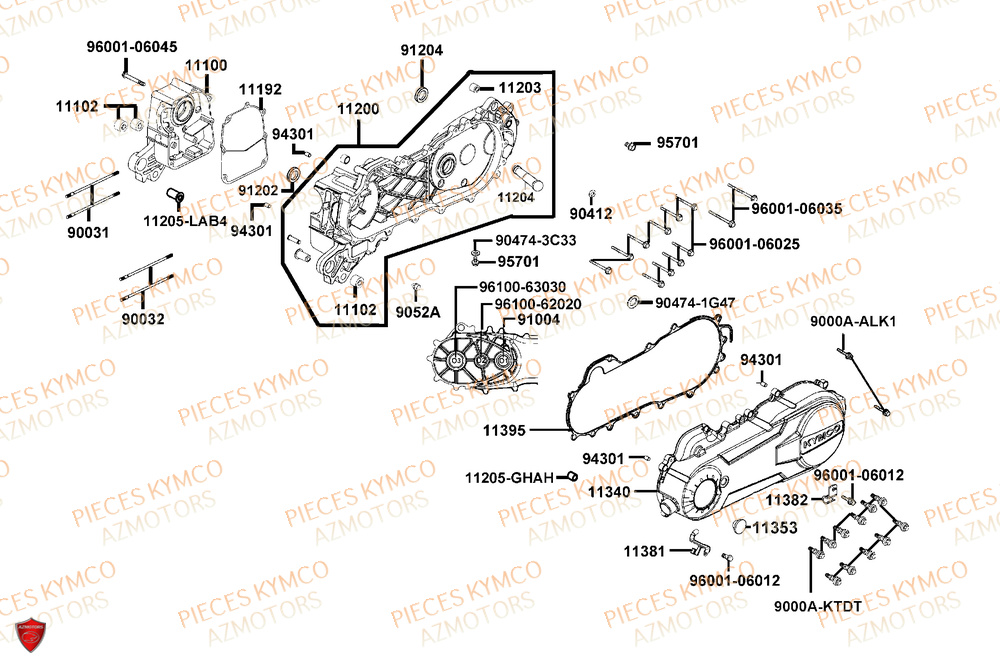 Carter Moteur KYMCO Pièces SUPER 8 50R 4T EURO5+ (KP10GD)