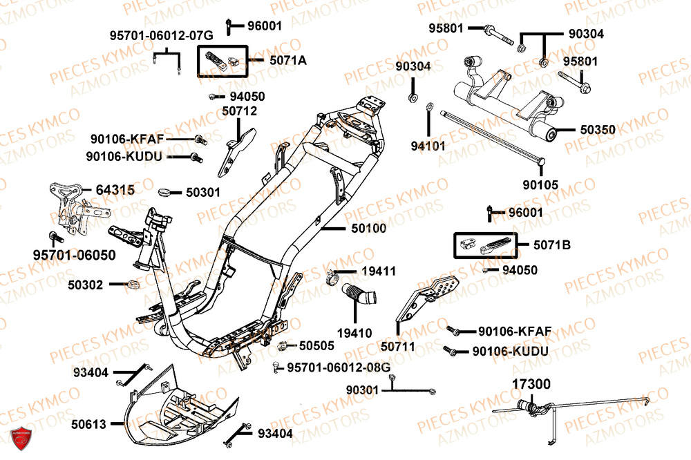 Chassis KYMCO Pièces SUPER 8 50R 4T EURO5+ (KP10GD)