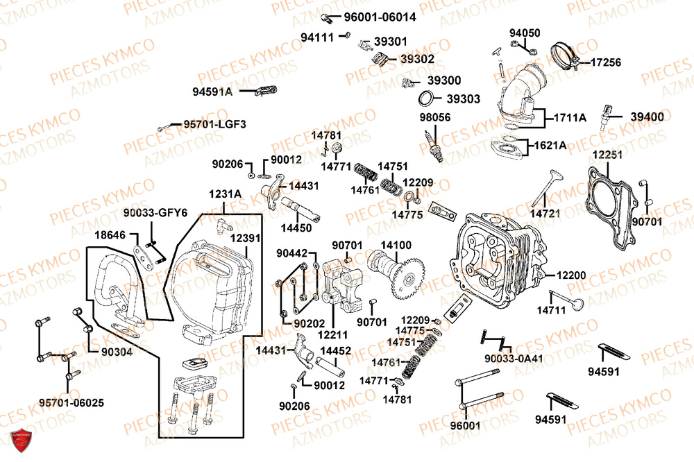 Culasse KYMCO Pièces SUPER 8 50R 4T EURO5+ (KP10GD)