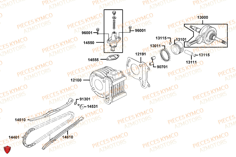 Cylindre KYMCO Pièces SUPER 8 50R 4T EURO5+ (KP10GD)