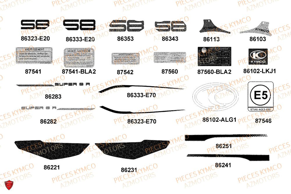 Decors KYMCO Pièces SUPER 8 50R 4T EURO5+ (KP10GD)