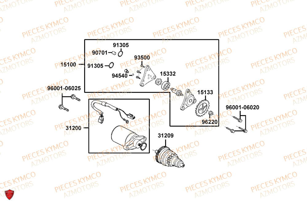 Demarreur KYMCO Pièces SUPER 8 50R 4T EURO5+ (KP10GD)