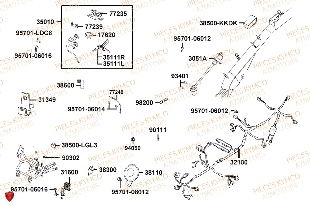 Equipement Electrique KYMCO Pièces SUPER 8 50R 4T EURO5+ (KP10GD)