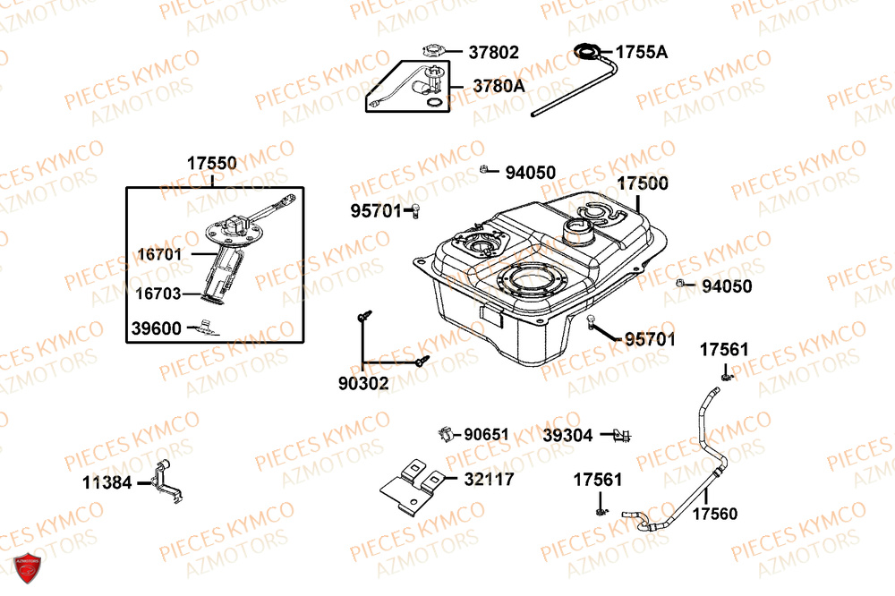 Reservoir KYMCO Pièces SUPER 8 50R 4T EURO5+ (KP10GD)