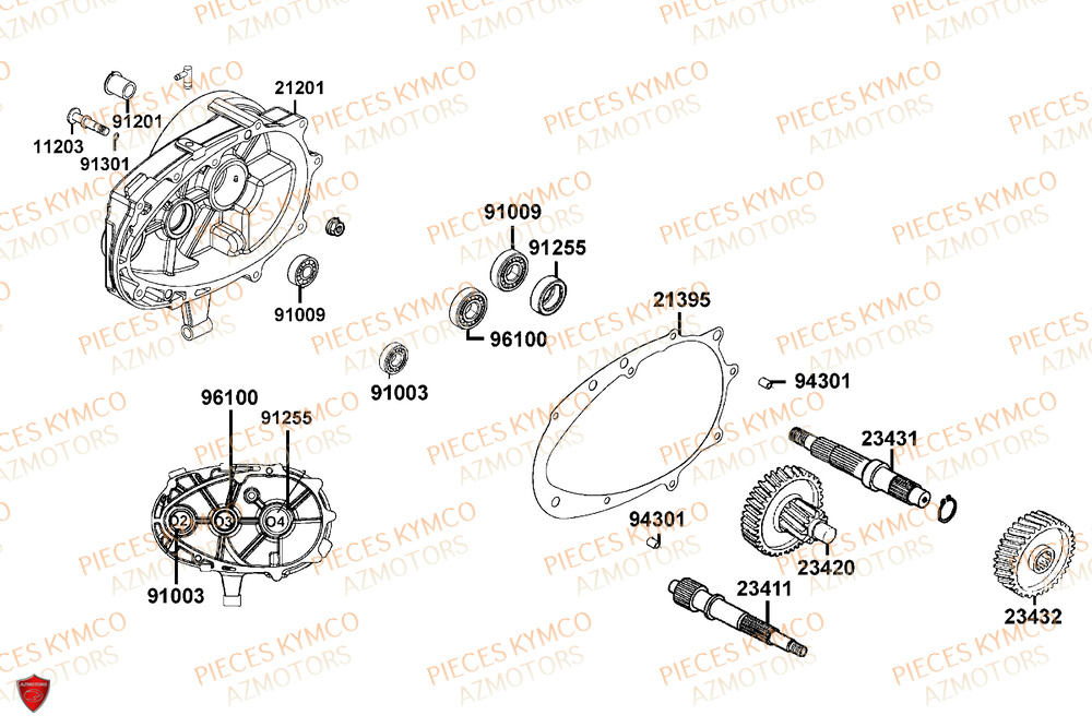 Transmission KYMCO Pièces SUPER 8 50R 4T EURO5+ (KP10GD)
