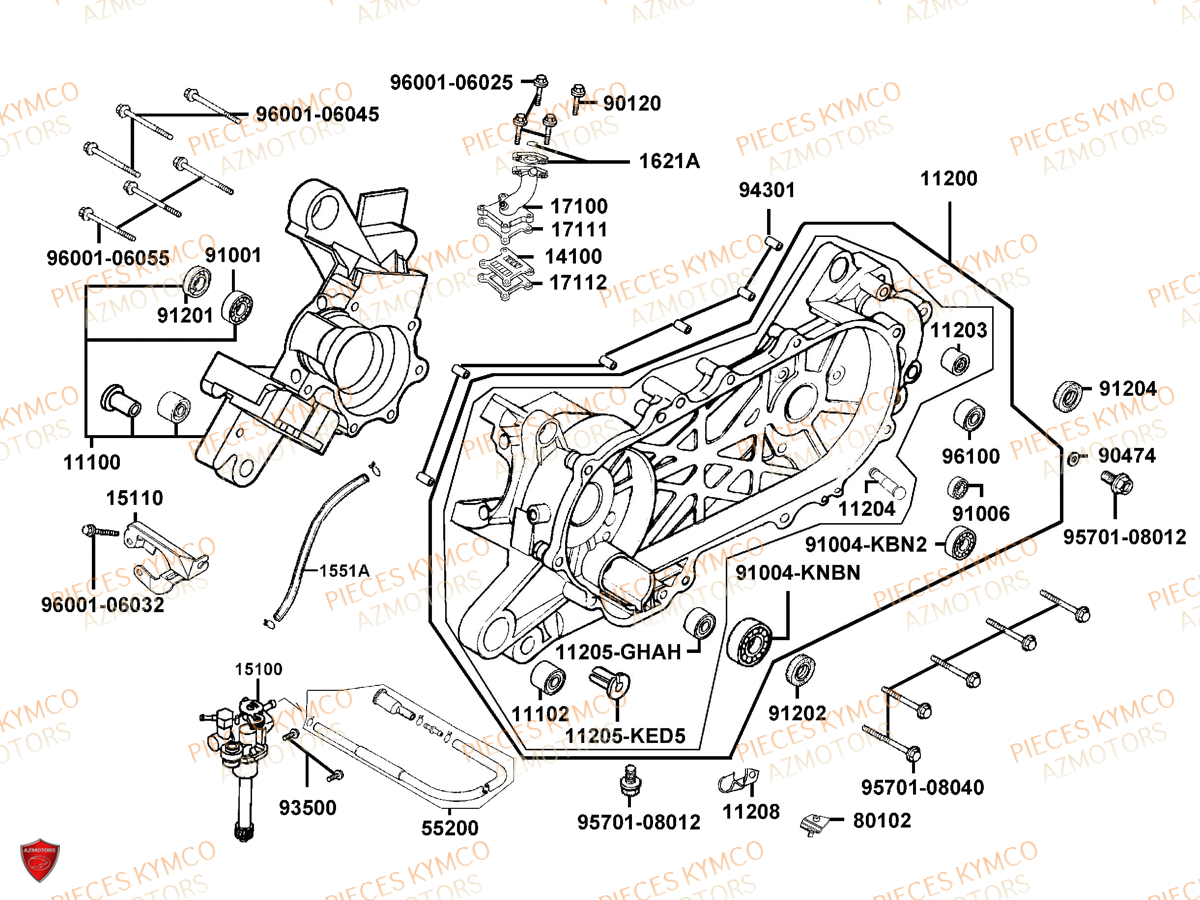 Carter Moteur KYMCO Pieces SUPER 8 50 MMC (KF10CA)