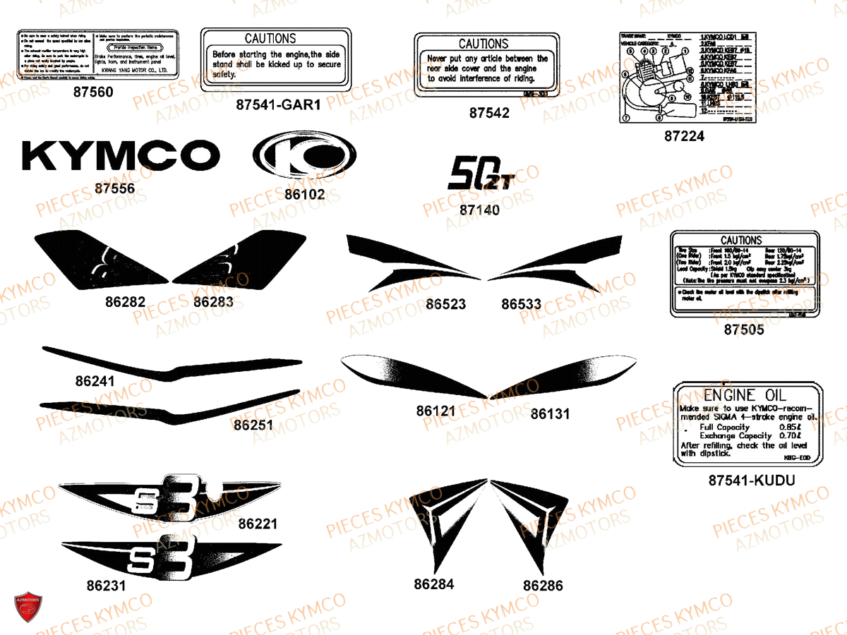 Decors KYMCO Pieces SUPER 8 50 MMC (KF10CA)