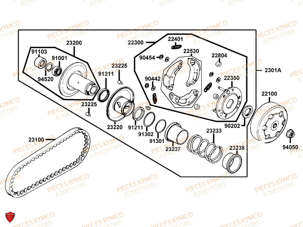 Embrayage KYMCO Pieces SUPER 8 50 MMC (KF10CA)