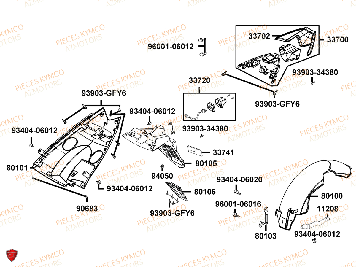 FEU_ARRIERE KYMCO Pieces Scooter Kymco SUPER 8 2T MMC [2014]