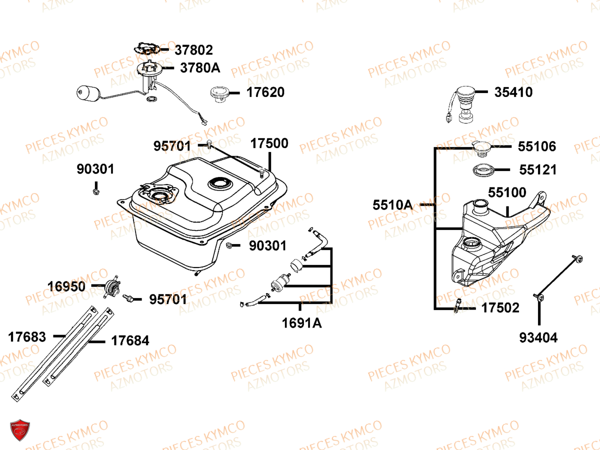 RESERVOIR KYMCO Pieces Scooter Kymco SUPER 8 2T MMC [2014]