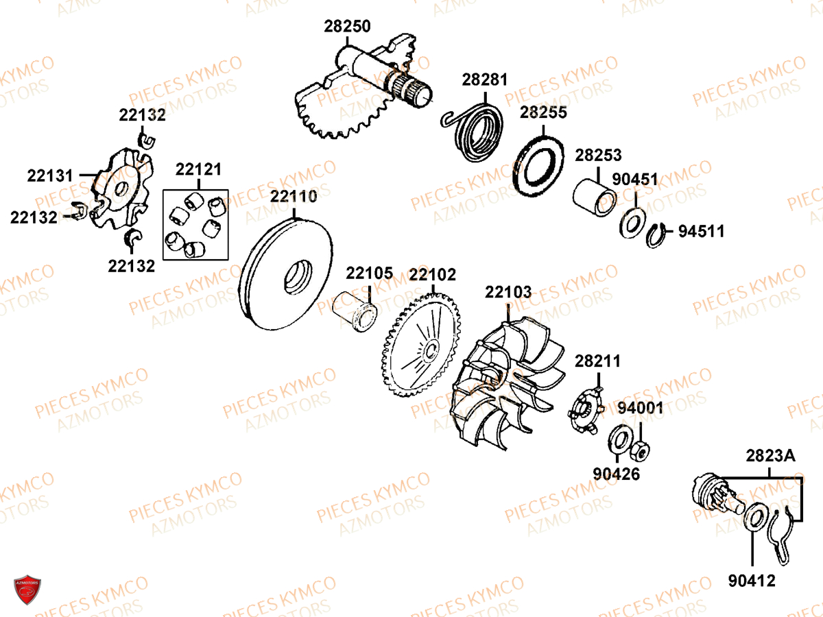 Variateur KYMCO Pieces SUPER 8 50 MMC (KF10CA)