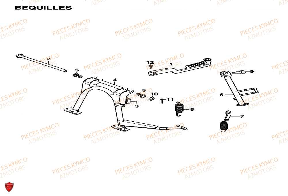 Bequilles KYMCO Pieces SUPER 9 AC 50cc 2T EURO II (SF10DM)