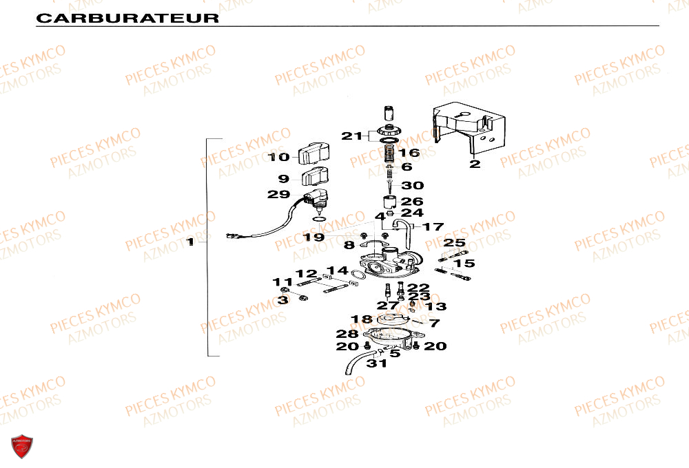 Carburateur KYMCO Pieces SUPER 9 AC 50cc 2T EURO II (SF10DM)