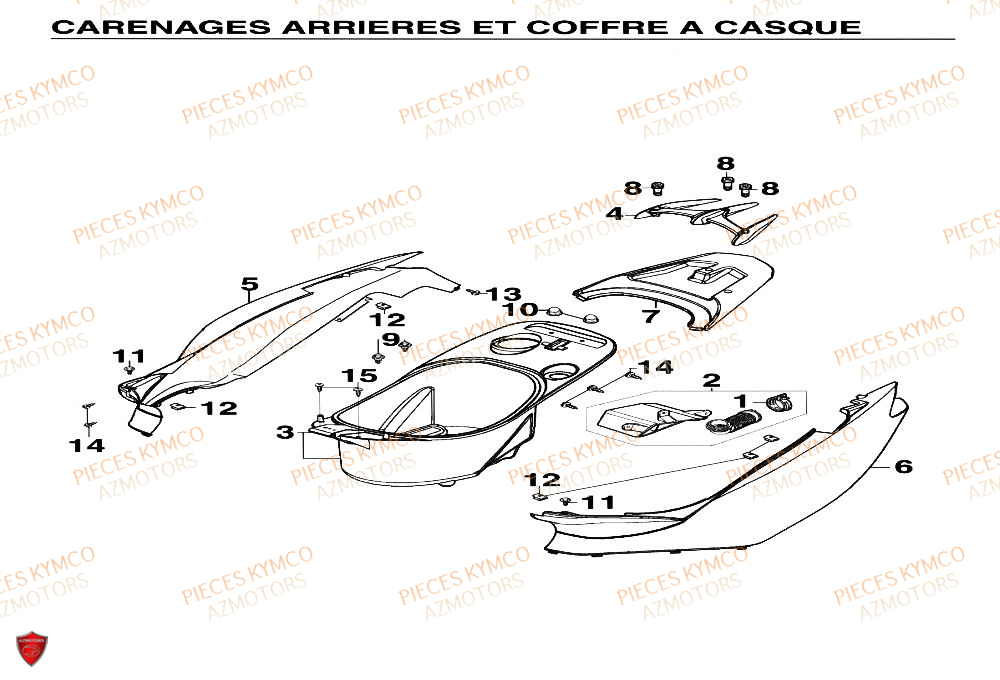 Carenage Arriere KYMCO Pieces SUPER 9 AC 50cc 2T EURO II (SF10DM)