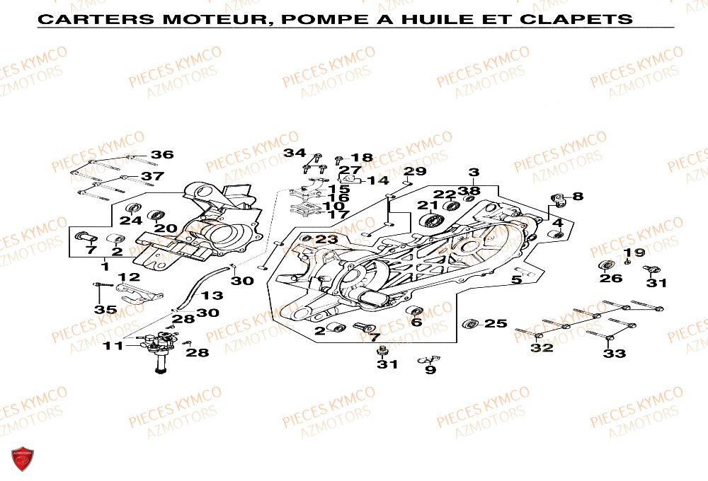 Carter Moteur KYMCO Pieces SUPER 9 AC 50cc 2T EURO II (SF10DM)