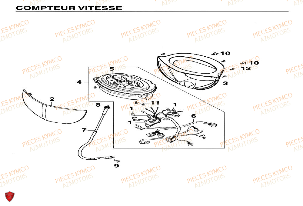 Compteur KYMCO Pieces SUPER 9 AC 50cc 2T EURO II (SF10DM)