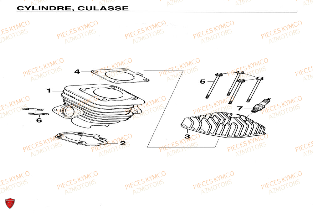 Cylindre KYMCO Pieces SUPER 9 AC 50cc 2T EURO II (SF10DM)