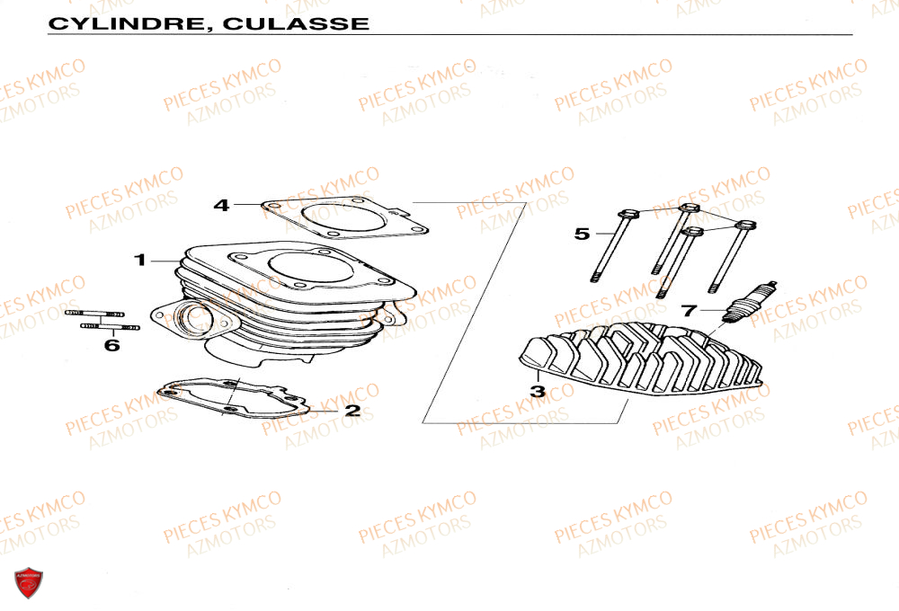 CYLINDRE KYMCO Pièces Scooter SUPER 9 AC 50cc 2T EURO II 