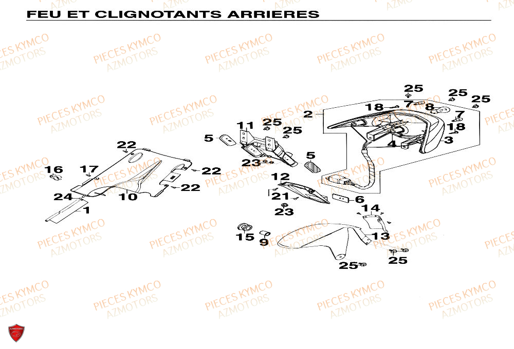 Feu Arriere KYMCO Pieces SUPER 9 AC 50cc 2T EURO II (SF10DM)