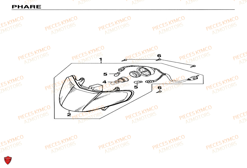 Phare KYMCO Pieces SUPER 9 AC 50cc 2T EURO II (SF10DM)