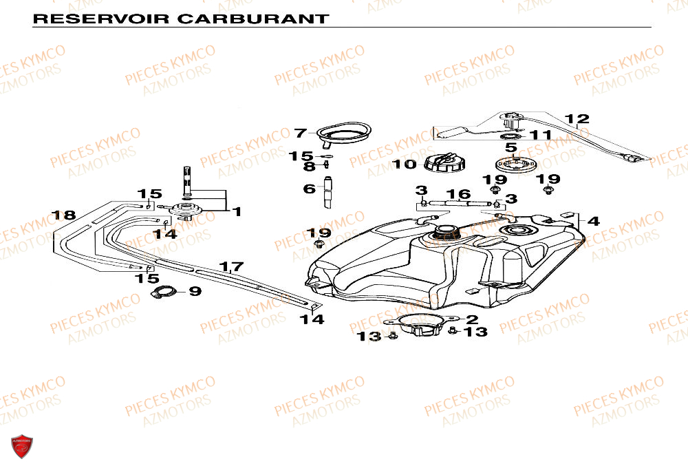 Reservoir KYMCO Pieces SUPER 9 AC 50cc 2T EURO II (SF10DM)