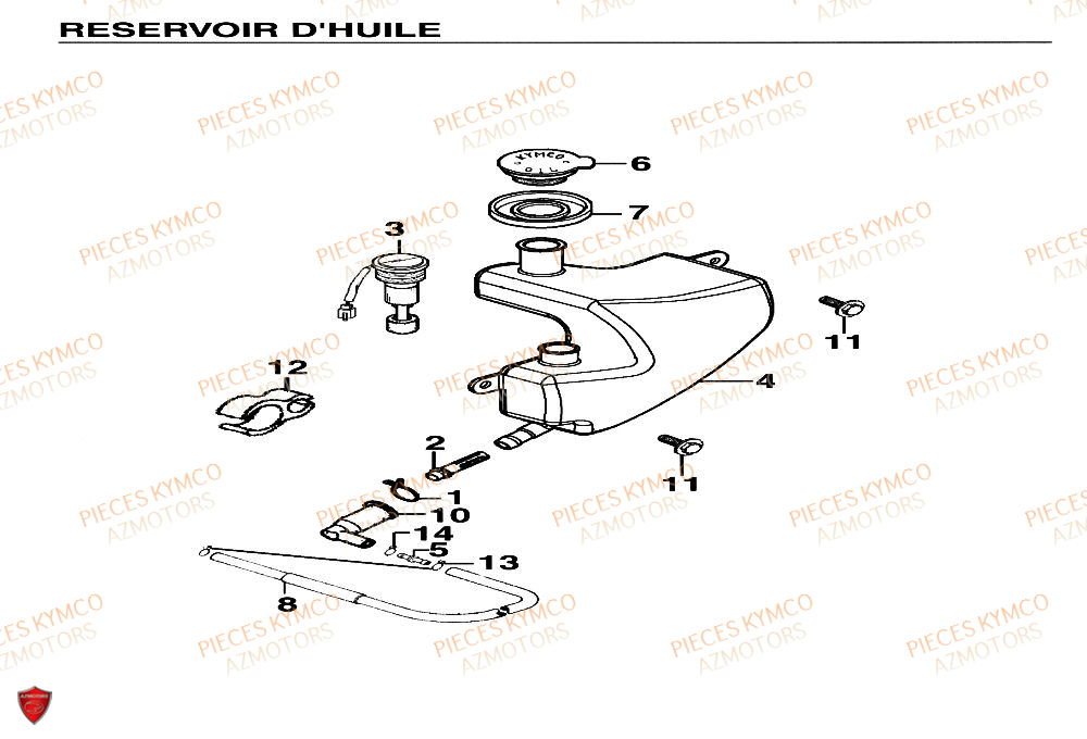 Reservoir D Huile KYMCO Pieces SUPER 9 AC 50cc 2T EURO II (SF10DM)