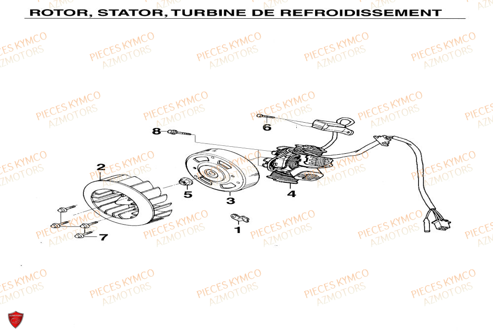 Stator KYMCO Pieces SUPER 9 AC 50cc 2T EURO II (SF10DM)