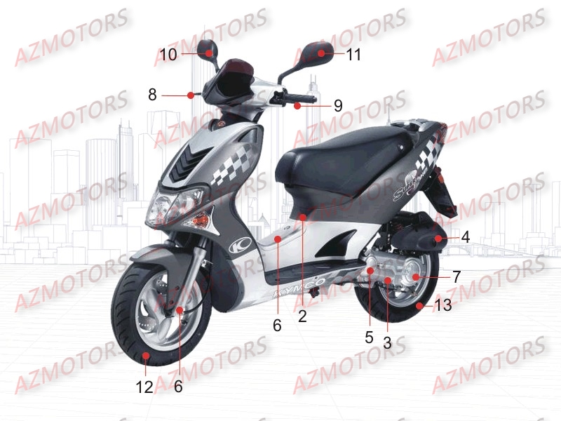 BATTERIE YTX5L-BS YUASA (ORIGINE) KYMCO pour 1.CONSOMMABLE de SUPER9-LC