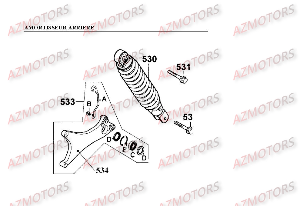 Amortisseur Arriere KYMCO Pieces SUPER 9 LC 50cc 2T EURO I
