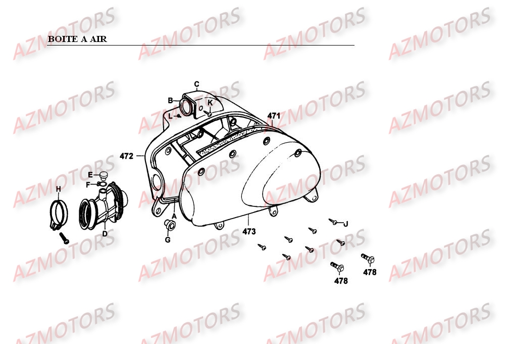 Boite A Air KYMCO Pieces SUPER 9 LC 50cc 2T EURO I