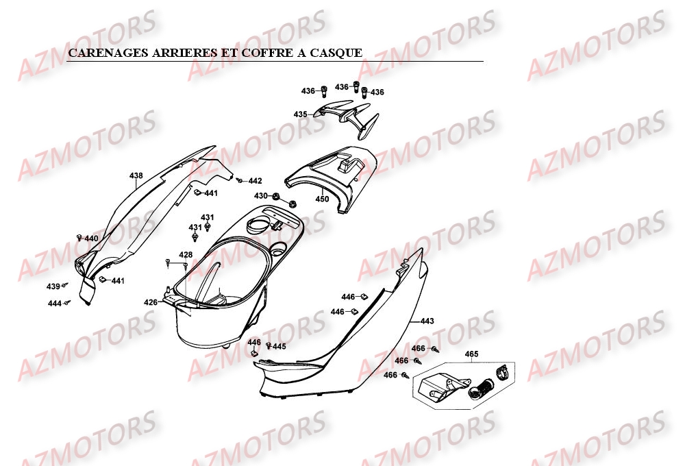 CARENAGES ARRIERES ET COFFRE A CASQUE KYMCO SUPER9 LC