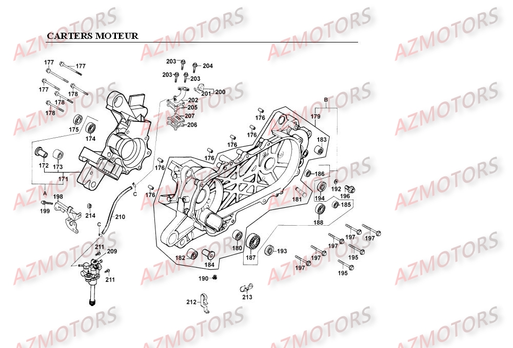 CARTER MOTEUR KYMCO Pièces Scooter SUPER SUPER 9 LC 50cc 2T EURO II 