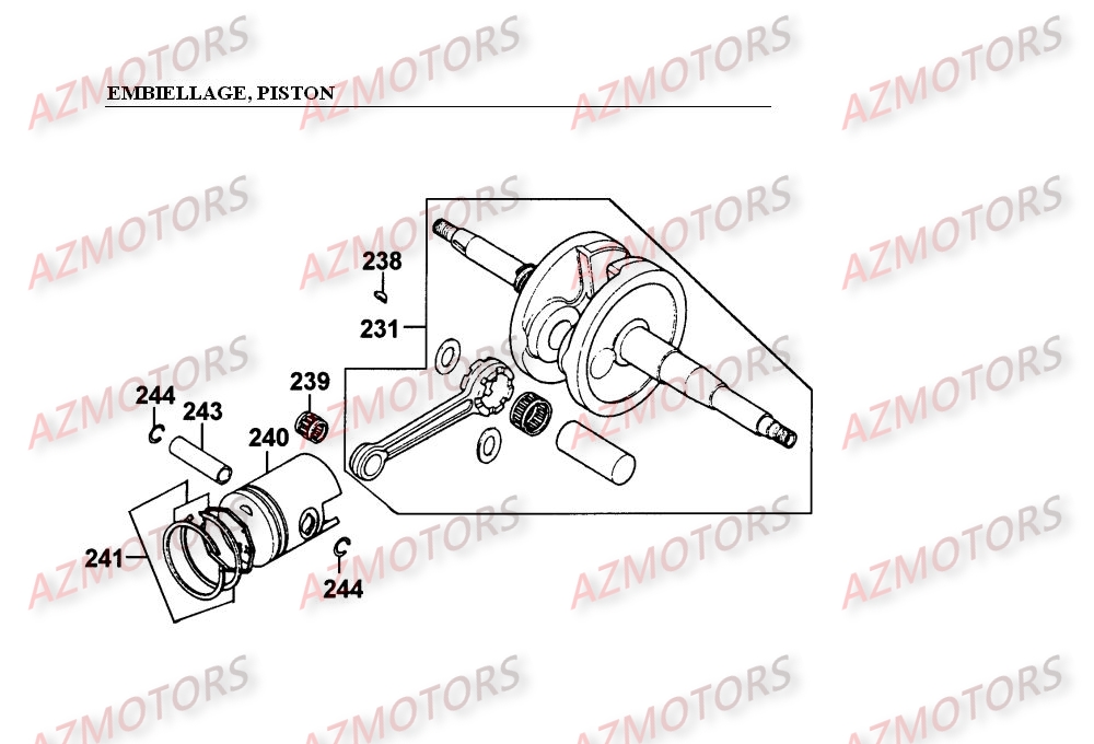 Embiellage   Piston KYMCO Pieces SUPER 9 LC 50cc 2T EURO I