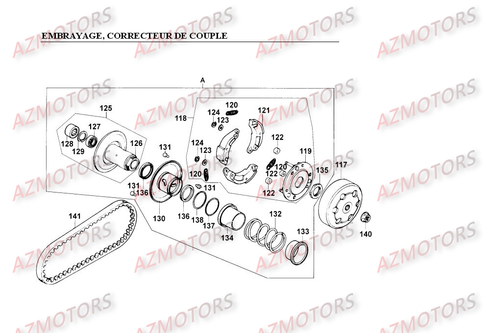 Embrayage   Correcteur De Couple KYMCO Pieces SUPER 9 LC 50cc 2T EURO I