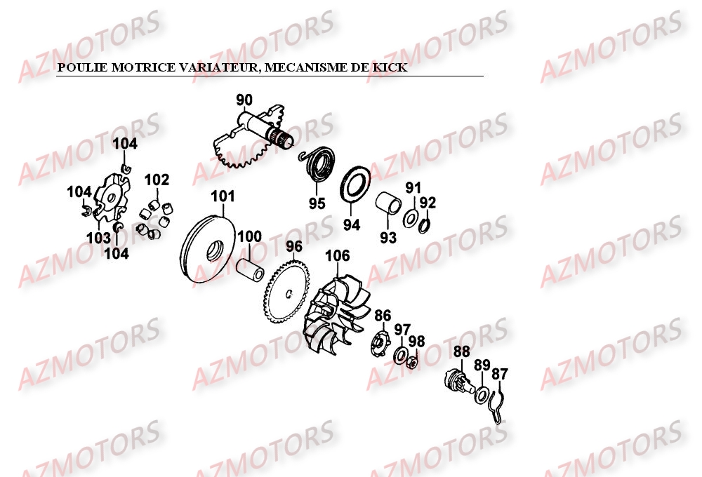 POULIE MOTRICE VARIATEUR - MECANISME DE KICK pour SUPER9-LC