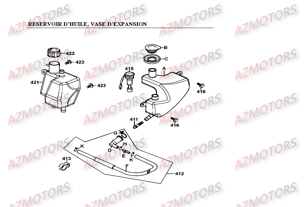 Reservoir D Huile   Vase D Expansion KYMCO Pieces SUPER 9 LC 50cc 2T EURO I