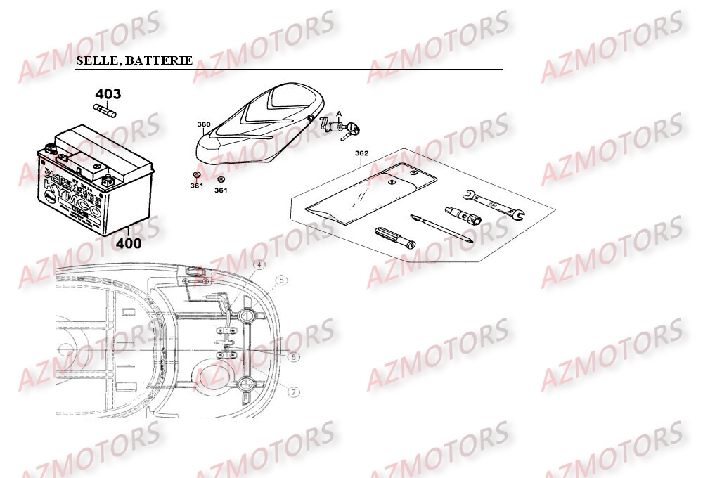 SELLE   BATTERIE KYMCO SUPER9 LC
