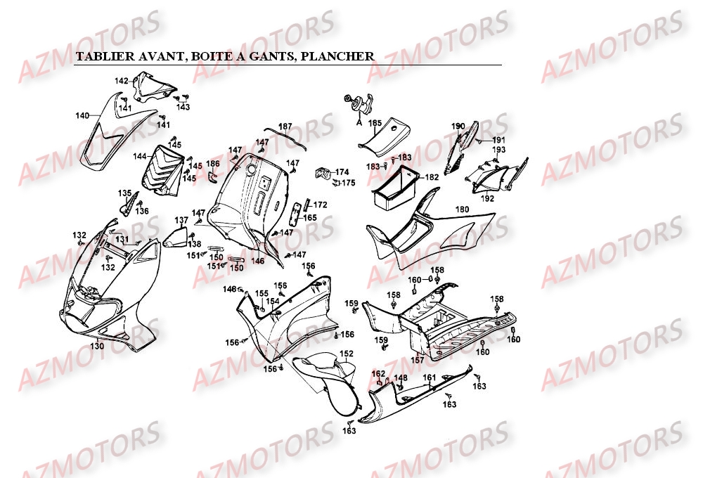 TABLIER AVANT - BOITE A GANTS - PLANCHER pour SUPER9-LC