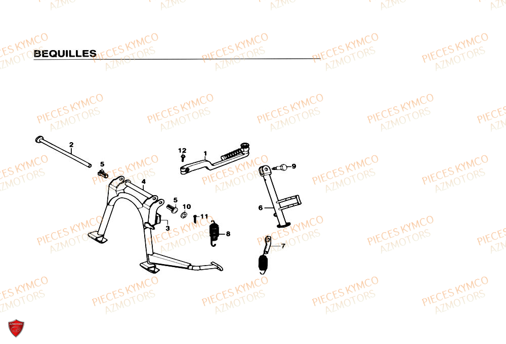 Bequilles KYMCO Pieces SUPER 9 MMC AC 50cc 2T EURO II (SF10DN)