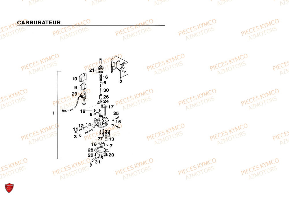 Carburateur KYMCO Pieces SUPER 9 MMC AC 50cc 2T EURO II (SF10DN)