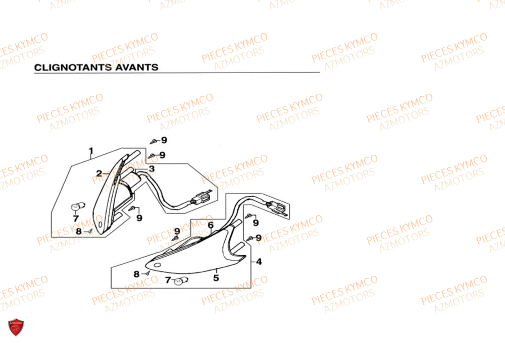 Clignotants Avant KYMCO Pieces SUPER 9 MMC AC 50cc 2T EURO II (SF10DN)
